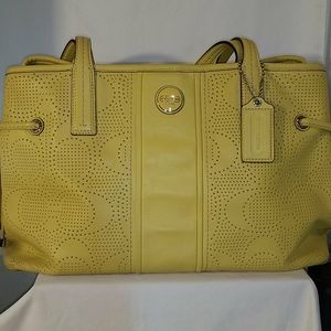 Coach Yellow Perforated Signature Satchel